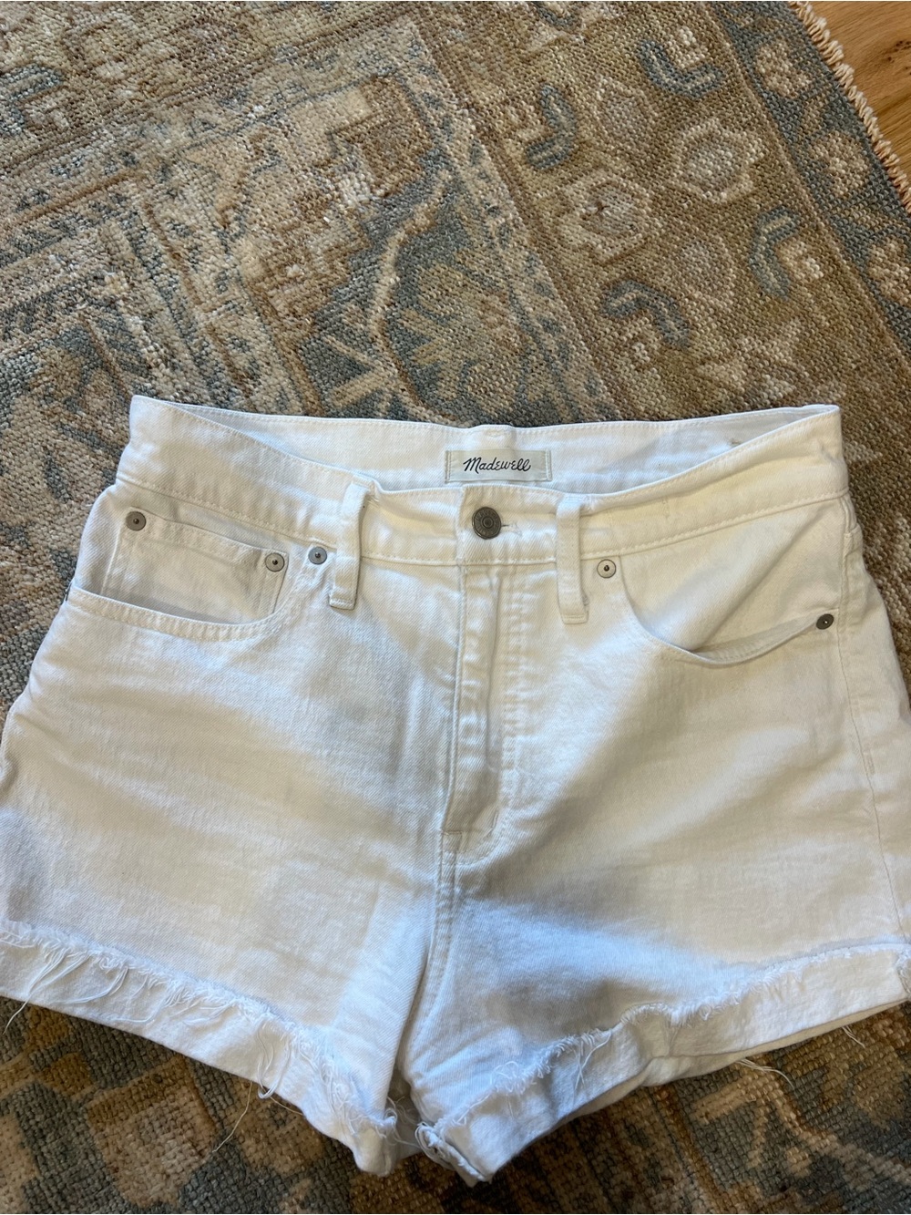Madewell White Denim Frayed Hem Shorts